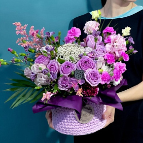 Букет "Сирень. Уникальная коробка ручной работы"