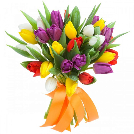 Букет из 31 разноцветного тюльпана - Фото 1