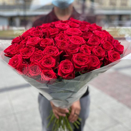 Букет из красных роз (101 роза) №164 - Фото 1