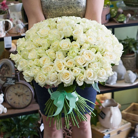 Букет из 101 белой розы №163