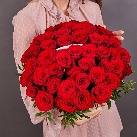 51 красная роза в корзине (70 см) - Фото 1