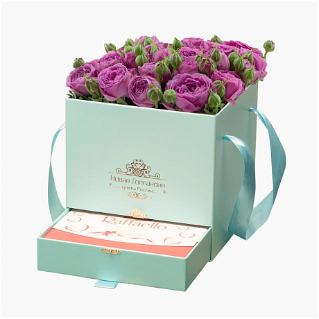 Тиффани шкатулка с розовой кустовой пионовидной розой - Фото 1