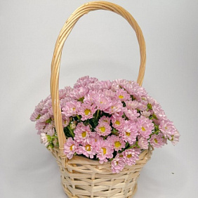 Корзина розовых ромашек