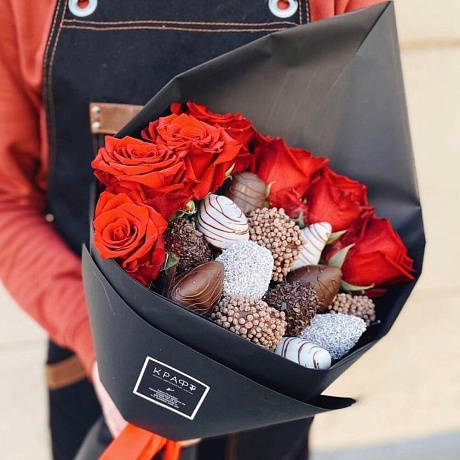 Букет цветов Крафт L в шоколаде - Фото 1