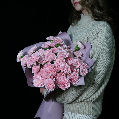 Букет нежно-розовой гвоздики - Фото 1