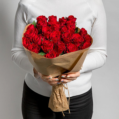 Монобукет 25 роз - Фото 1