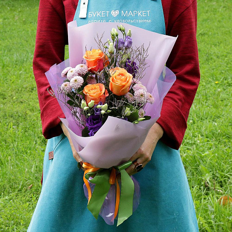 Букет из роз и хризантем №161 - Фото 1