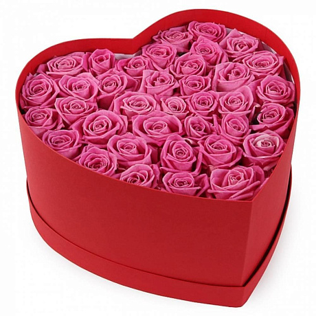 Сердце из 35 розовых роз - Фото 1