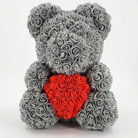 Мишка из роз 40 см с сердцем - Фото 1
