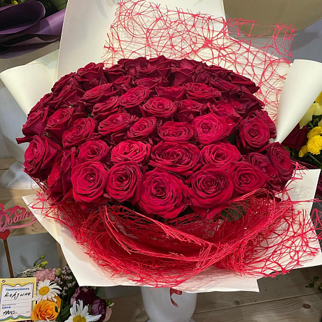 Букет алая роза - Фото 1