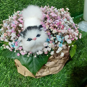 Букет цветов "Кошка в лукошке" №161