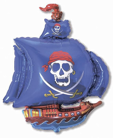 Фигура шар Пиратский корабль синий 104 см - Фото 1