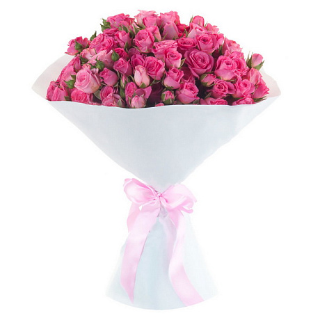 Букет из 19 розовых кустовых роз - Фото 1