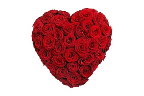 Композиция цветов в черной шляпной коробке "Магия красного"