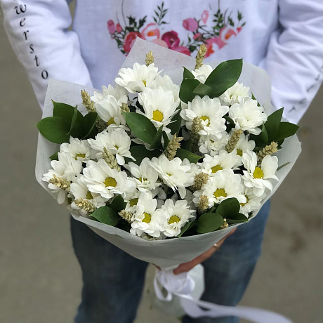 Хризантемы Белая. Колоски Пшеницы. N181 - Фото 1