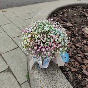 Радужная гипсофила в крафтовой коробке