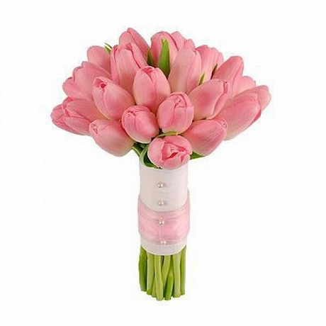 Букет невесты из 21 розового тюльпана - Фото 1