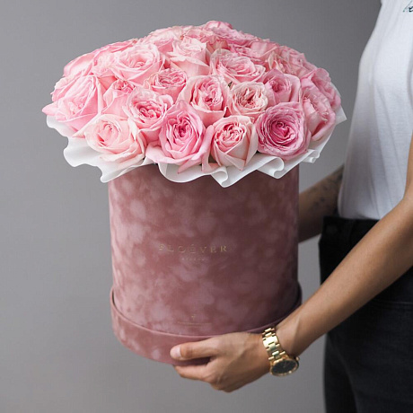 Розы Пинк Охара в кофейной коробке XL - Фото 1