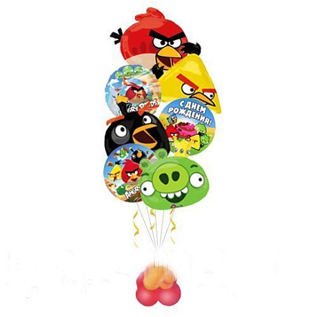 Композиция из шаров Angry Birds,с праздником - Фото 1