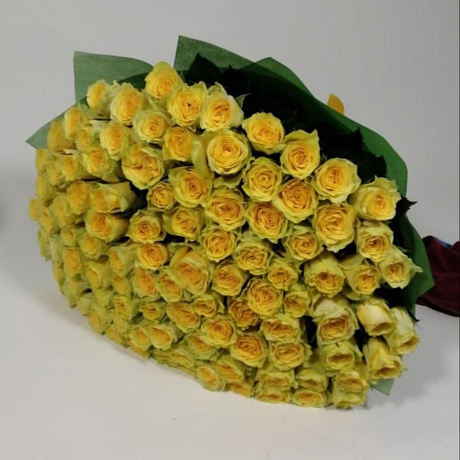 Букет из 101 желтой розы - Фото 1
