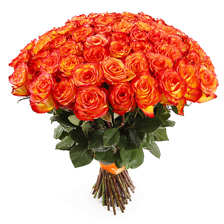 Букет 51 оранжевая роза 70см - Фото 1