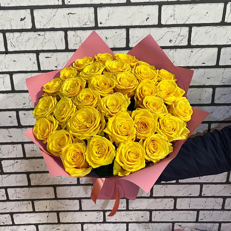 Букет из лимонных роз - Фото 1
