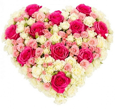 Нежный букет из роз в форме сердца - Фото 1