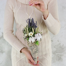 Композиция подвесная с лавандой и пшеницей