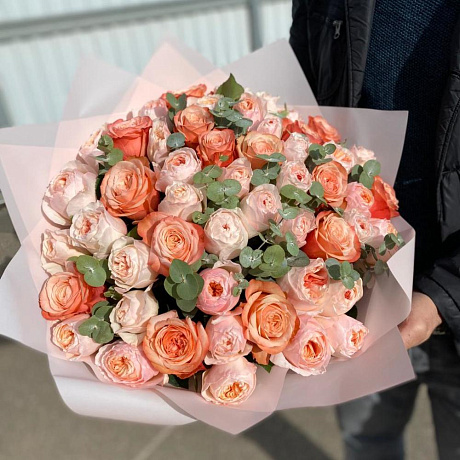 Букет оранжевых роз №162 - Фото 1