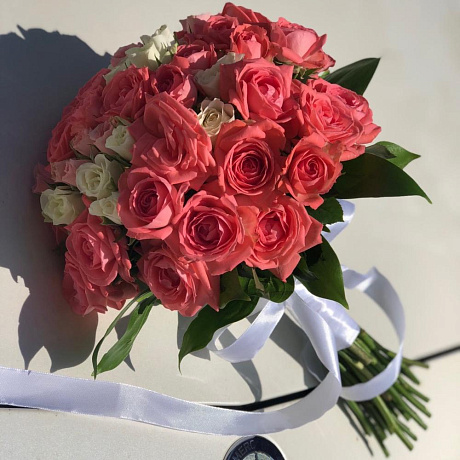 Нежный букет из кустовых роз №161 - Фото 1