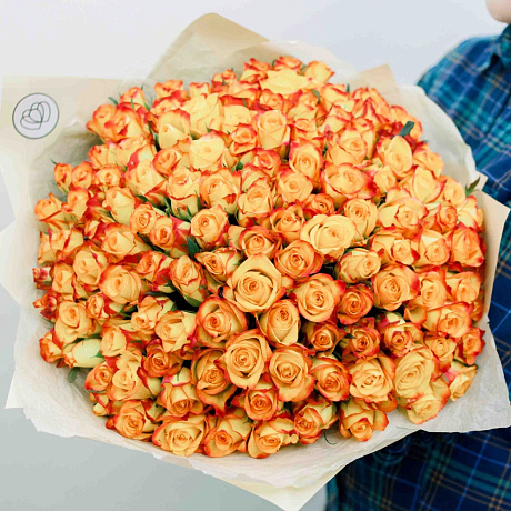 Букет из 151 оранжевой розы 60 см - Фото 1