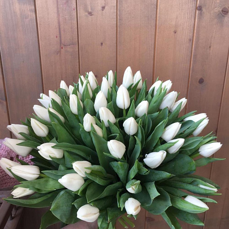 Большой букет для мамы 55 тюльпанов - Фото 1
