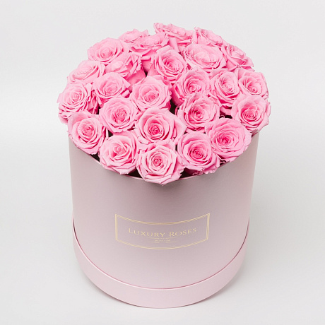 15 розовых роз в маленькой розовой коробке №613 - Фото 1