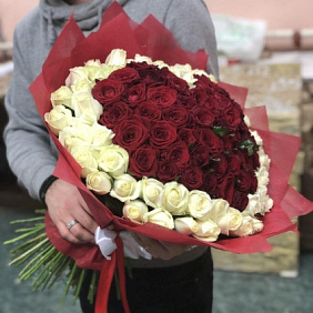 Букет из 101 розы в виде Сердца