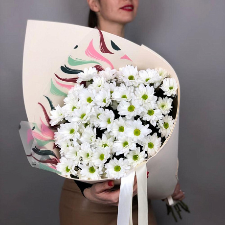 Букет из белых хризантем №167 - Фото 1