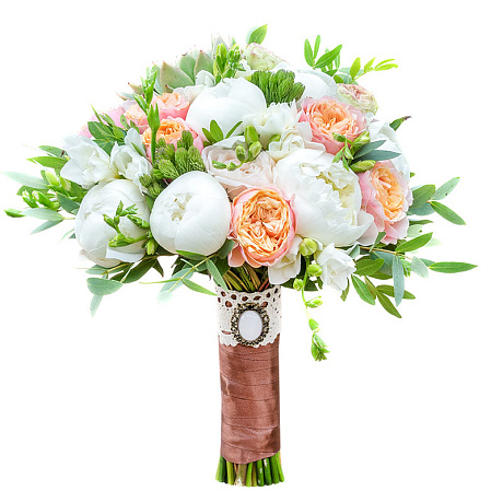 Букет невесты из роз Дэвида Остина и пионов - Фото 1
