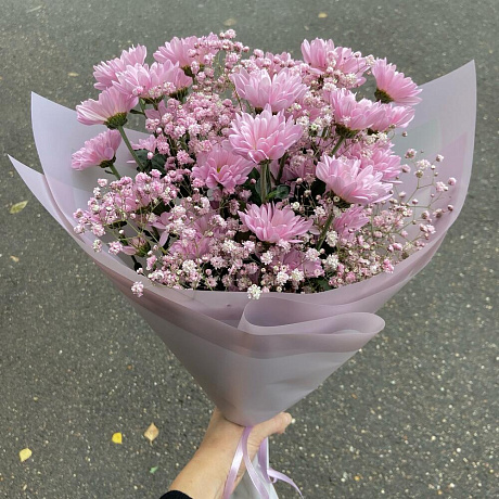 Монобукет из хризантемы №161 - Фото 1