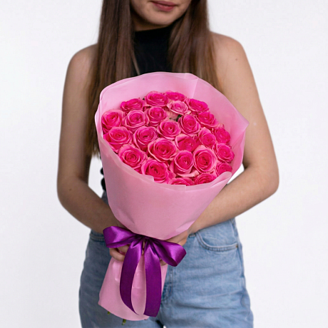 Букет из 25 розовых роз - Фото 1