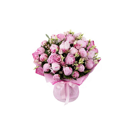 Букет розовых пионов Бархатный рай - Фото 1