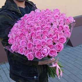 Букет 101 розовая роза №160