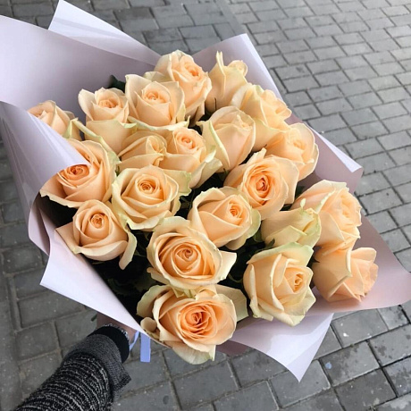 Букет персиковых роз №161 - Фото 1