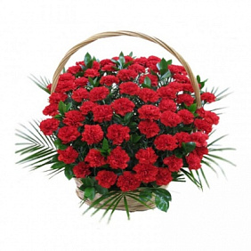 Букет из 51 красной гвоздики в корзине