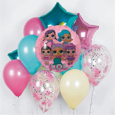 Композиция из шаров Куклы LOL розовая,голубая - Фото 1