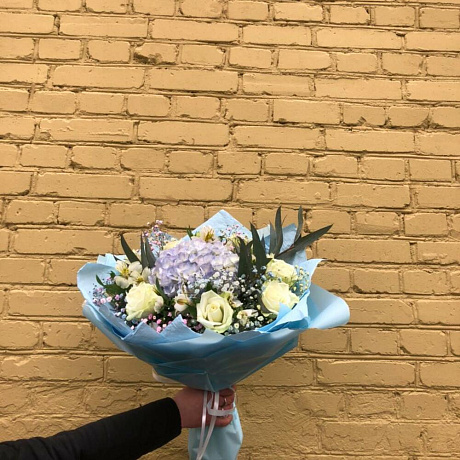 Букет из Гортензии и Розы №163 - Фото 1