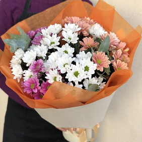 Букет Лучики солнца 9 ромашковых хризантем микс