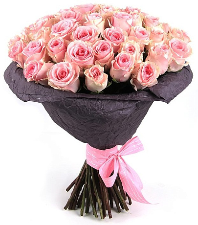 Букет из 35 розовых кенийских роз - Фото 1