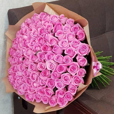 Букет из 101 розовой розы №161 - Фото 1