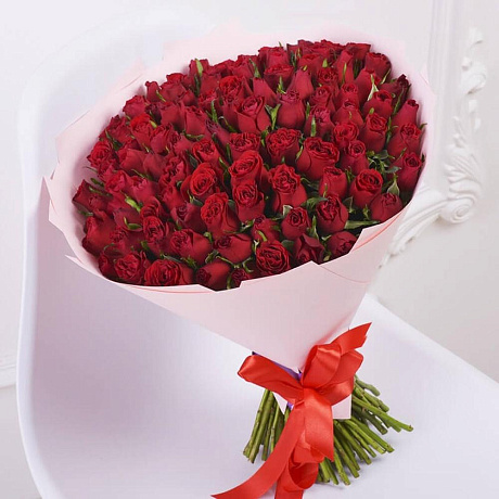 Букет из 51 красной кенийской розы - Фото 1