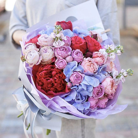 Букет с пионами Луиза - Фото 1