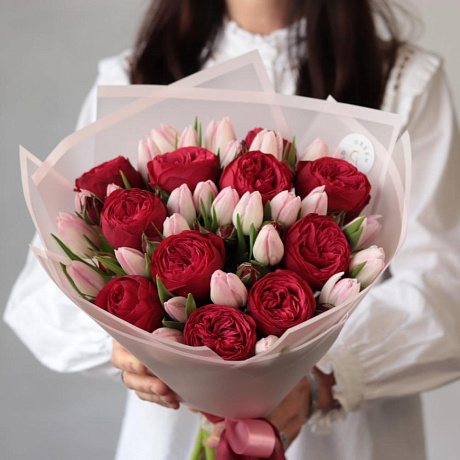 Букет с пионовидными розами №161 - Фото 1